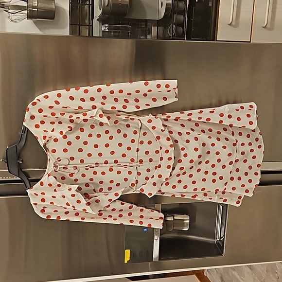 💕REALISATION PAR💕 Goldie Cherry Dress ~ Red Polka Dot Print XS 100% Silk - Picture 12 of 16